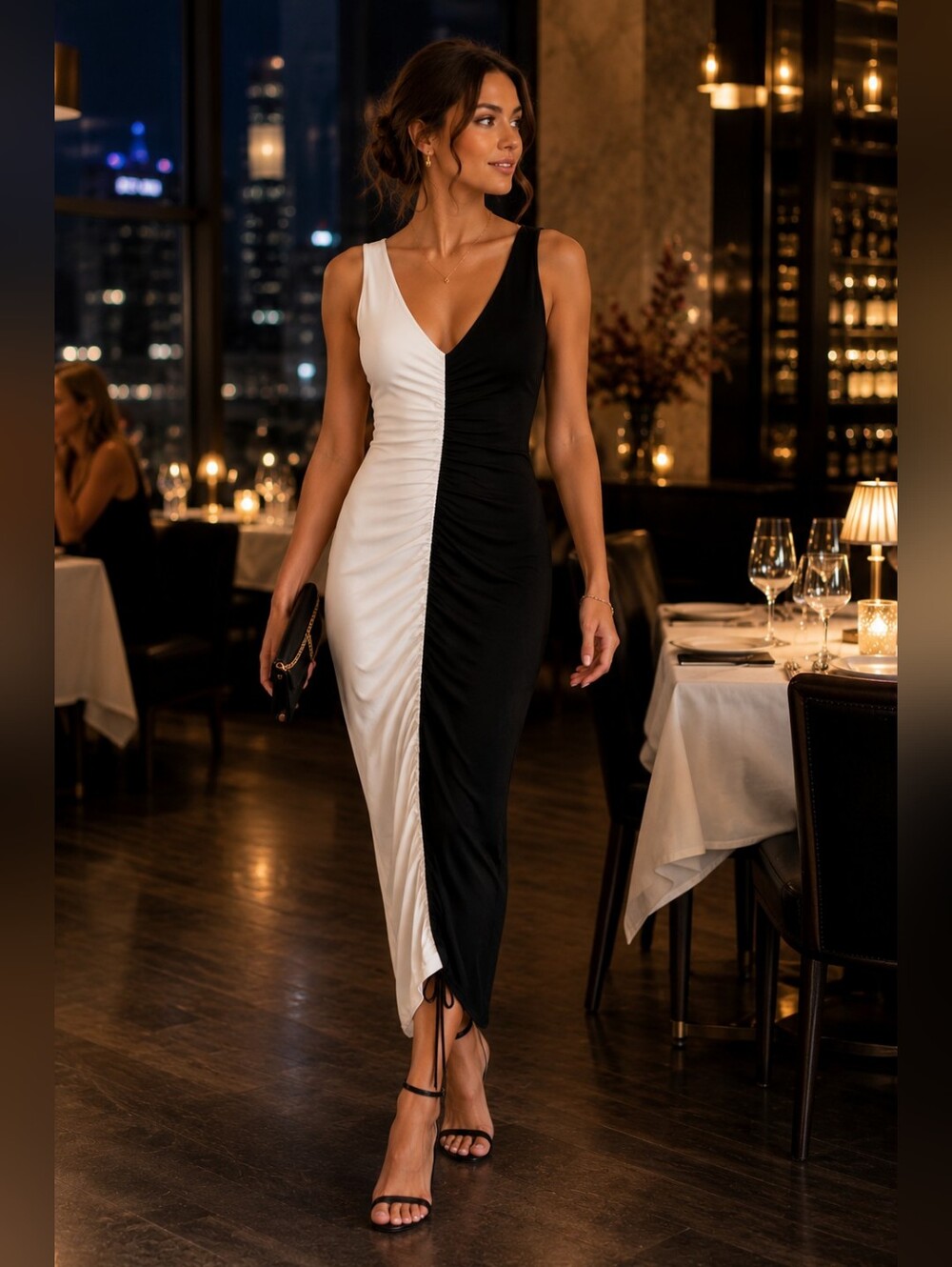 Solid & Striped Lucia Sleeveless Ruched V-neck Midi Dress Party Women's M